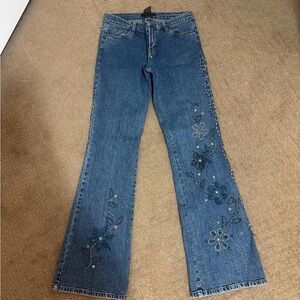 Willi Smith Blue Embellished Flare Jeans